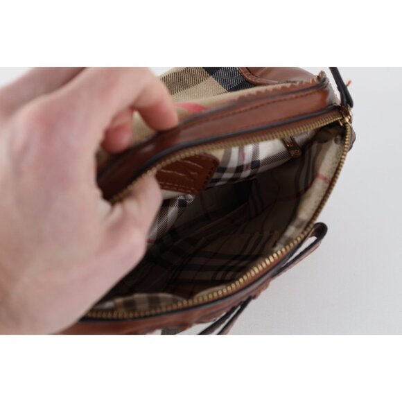 Vintage Burberry Prorsum Distressed Novacheck Plaid Toiletry Bag Carry On Brown - Picture 9 of 9